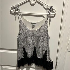 H&M Black and Silver Smocked Asymmetrical Camisole